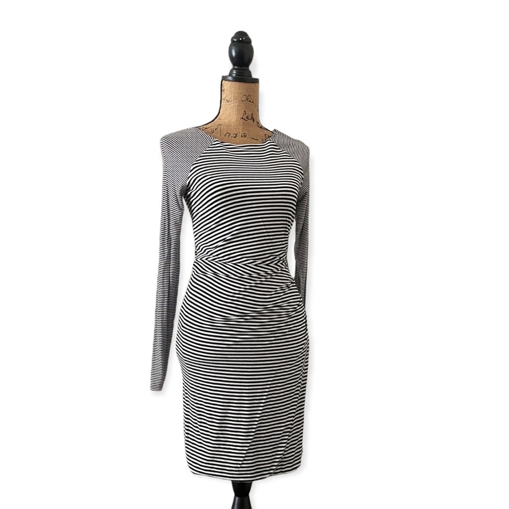 Banana Republic Black and White Striped LS Dress Size XS